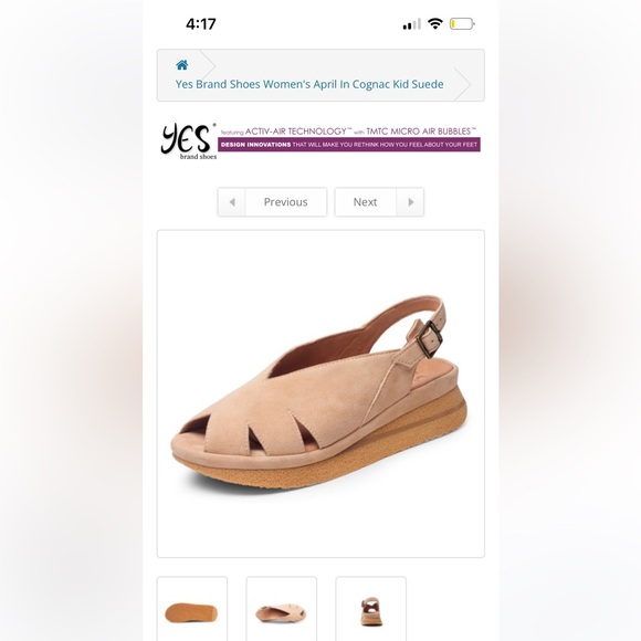 YES Brand Shoes April Peeptoe Slingback Mini Wedge Tan 40 9 - Picture 11 of 12